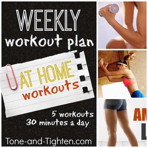 If you're in the middle, start at week 2, doing it twice before doing weeks 3 and 4; Weekly Workout Plan - At Home Workouts | Tone and Tighten