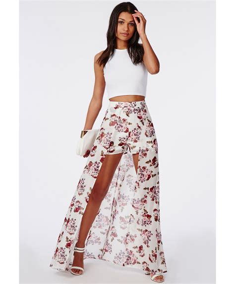 missguided floral print shorts with maxi skirt detail short maxi dress dress skirt maxi skirt