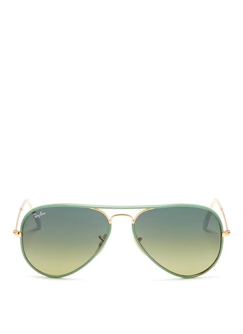 Ray Ban Aviator Full Colour Acetate Rim Wire Sunglasses In Green Lyst
