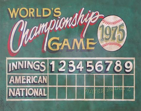 Baseball Scoreboard Print Vintage Style Art Mancave Sports Kids Room