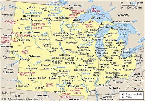 Midwest Map Of United States Tourist Map Of English