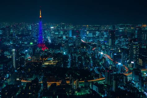 Download Japan Skyscraper Building Night City Tokyo Tower Man Made