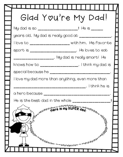 Free Printable My Daddy Fill In The Blank