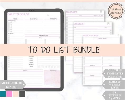 Editable To Do List Productivity Planner Checklist These Weekly And