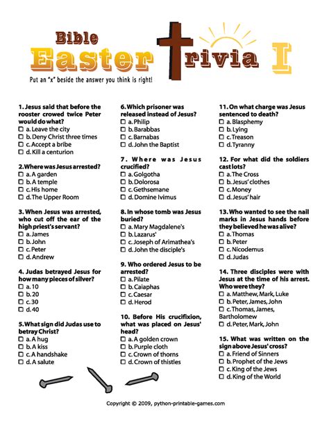 Printable Bible Trivia Questions With Answers The Best Printable