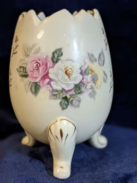 Vintage Japanese Inarco Egg Shaped Footed Porcelain Vase Picclick