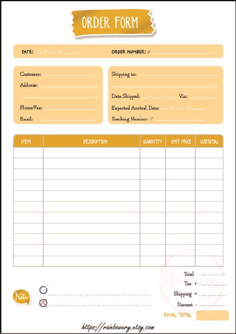 Generic work order form printable : Order Form Template Printable, Small Business Order Form ...