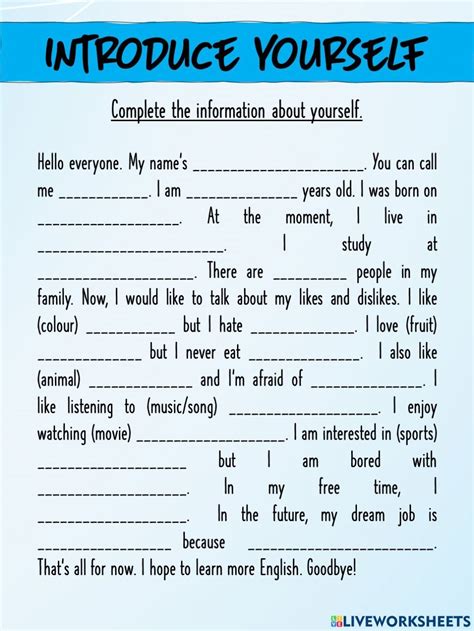 Introducing Yourself Online Worksheet For Low Proficiency You Can Do