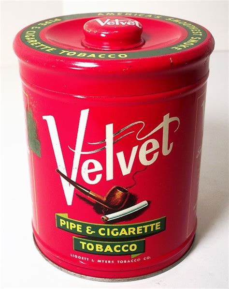 Vintage Collectible Velvet Tobacco Tin
