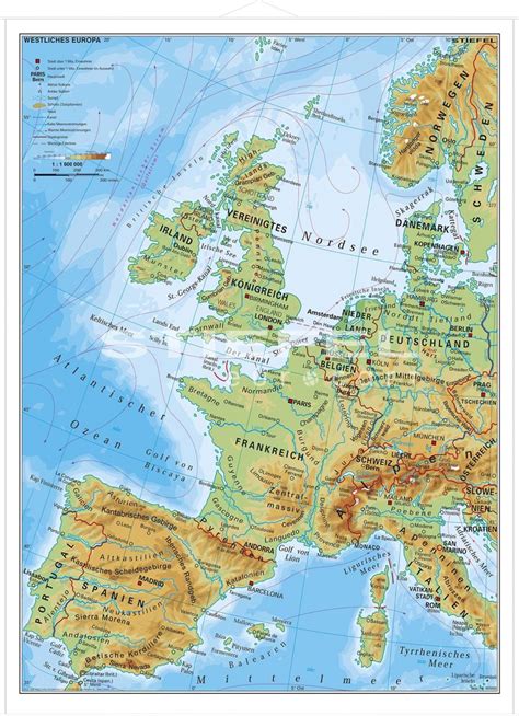 Westliches Europa Physisch Europa Landkarten Didaktisches Lern