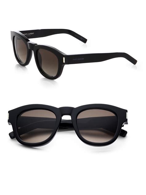 Saint Laurent Acetate Rounded Wayfarer Sunglasses In Black For Men Lyst
