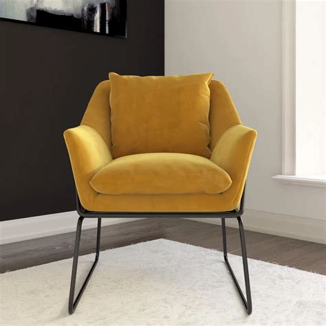 Alivia Upholstered Armchair Accent Chairs Velvet Accent Chair Yellow Room