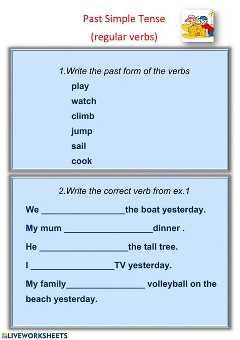 Ejercicio De Past Simple Tense Regular Verbs Ejercicios De Ingles Palabras Basicas En