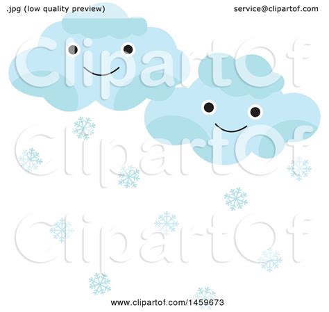 Clipart Of Happy Snow Clouds Weather Icon Royalty Free Vector