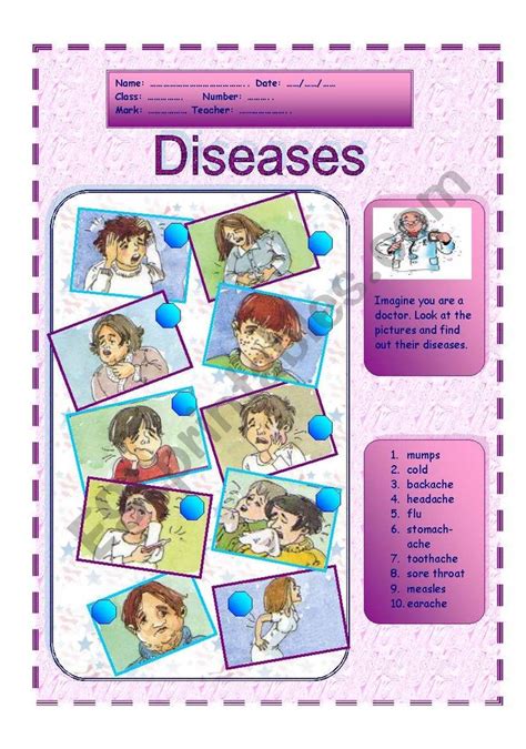 Diseases Esl Worksheet By Vanda51 Disease Vocabulary Worksheets