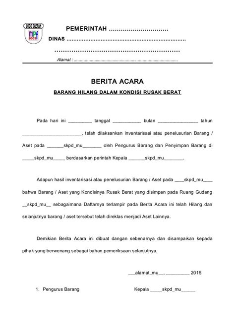 Contoh Surat Penghapusan Aset Sekolah