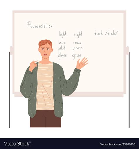 Teacher Shows How To Pronounce Words Correctly Vector Image