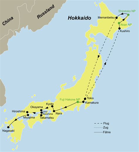 Tokio ist eine der größten städte der welt, eine moderne großstadt, ein wahrer ameisenhaufen, wo das leben auch nachts nicht aufhört. Inseln in Japan entdecken - 4 Inseln von Hokkaido bis Kyushu