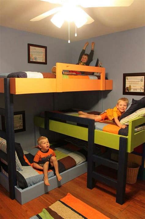 Bunk Beds Small Space Three Small Kids Finished Homediy Bunk Beds