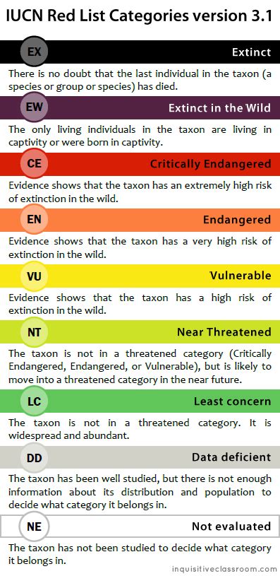 Iucn red list categories and criteria: Extinct in the Wild (With images) | Extinction, Taxon, Info