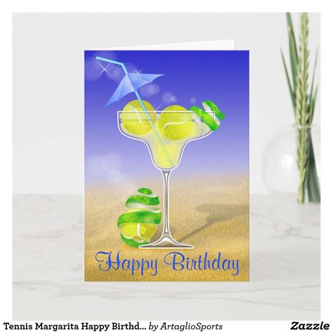 Tennis Margarita Happy Birthday Card Birthday Cards