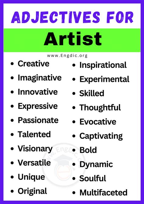 20 Best Words To Describe Artist Adjectives For Artist Engdic
