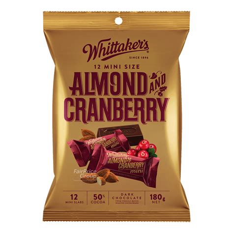 Whittaker's Mini Dark Chocolate Bar - Almond & Cranberry | NTUC FairPrice