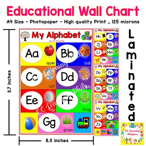 A4 Big Abc Alphabet Laminated Educational Wall Chart For Kids Shopee