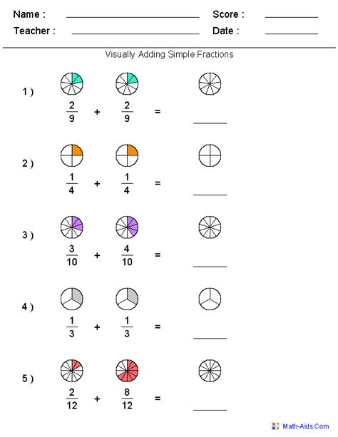 4th Grade Adding Subtracting Fractions Practice Myschoolsmathcom 4th