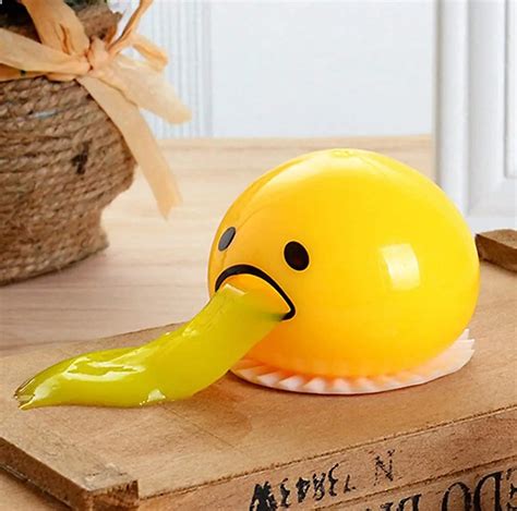 Factory Price Relief Stress Soft Silicone Novelty Gag Toys Spitting Yolk Egg Prank Squeeze Vomit