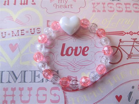 Valentine Beaded Bracelet Heart Bracelet Valentine T Etsy