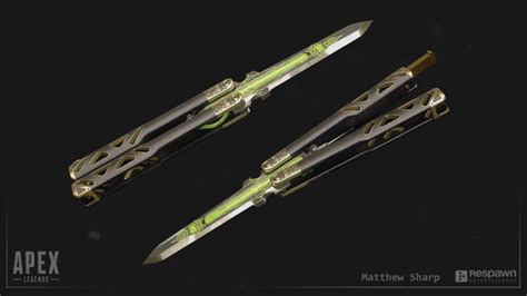 A butterfly knife filled with octane's signature stim, and a needle that can inject it into his body. the set also includes the spin and flick banner pose and run fast. ArtStation - Apex Legends - Octane Heirloom, Matthew Sharp in 2020 | Octane, Apex, Heirlooms