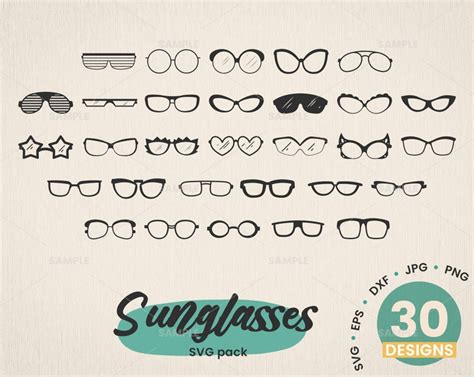 30 Sunglasses Svg Bundle Glasses Dxf Aviator Sunglasses Sunglasses