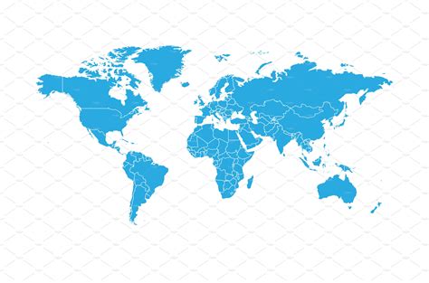 World Map In Blue Color On White Education Illustrations Creative