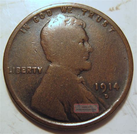 1914 D Lincoln Wheat Cent Coin One Penny 322ak