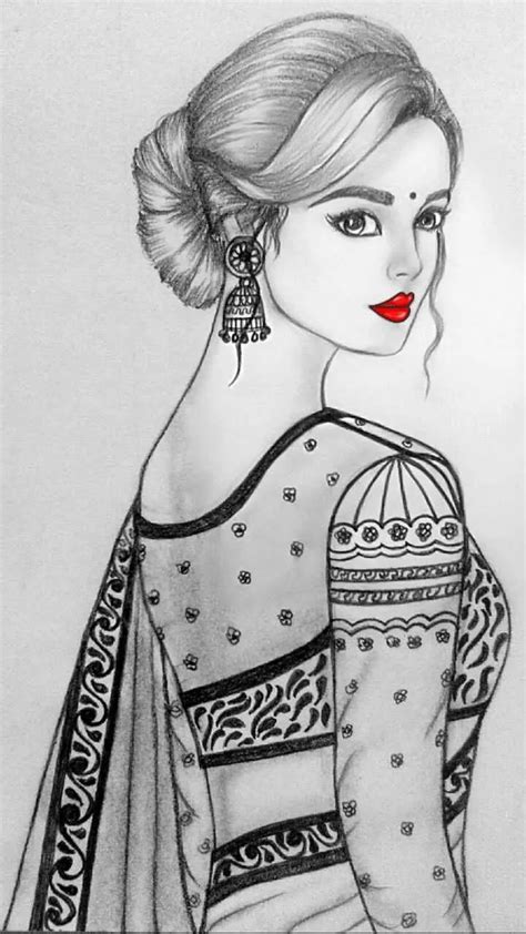 Aggregate More Than 123 Saree Pencil Sketch Best Vn