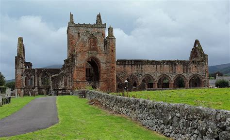 Ruins Building Sweetheart Abbey Scotland Dumfries Galloway Nith