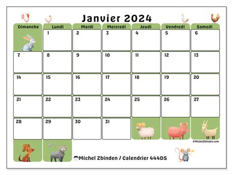 Calendrier Janvier 2024 444ds Michel Zbinden Lu