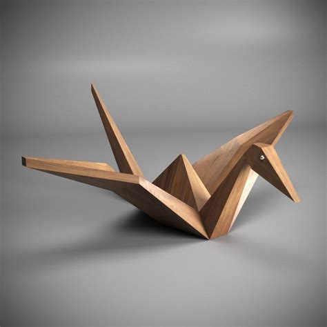 An Origami Bird Made Out Of Wood