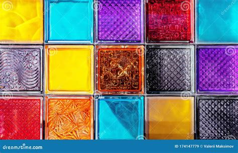 Colored Glass Blocks With Embossed Patterns Multi Colored Glass