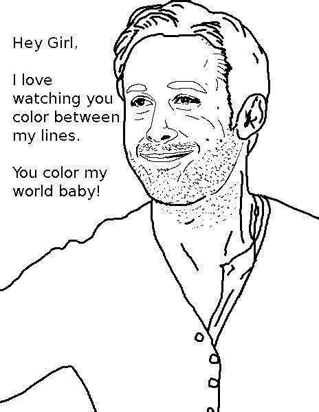 Share your fun coloring page and save it as wallpaper 3. Coloring Page World: Ryan Gosling Meme (Portrait)
