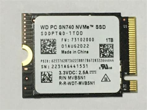 Wd Pc Sn740 1tb M2 2230 Ssd Nvme Pcie4x4 For Steam Deck Asus Rog Flow
