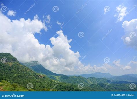 Beautiful Mountain Landscape With Mountain Forest And Blue Sky In