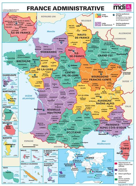 Cette nouvelle carte acte le rattachement des régions : Poster France Administrative Nouvelles Régions | Éditions MDI