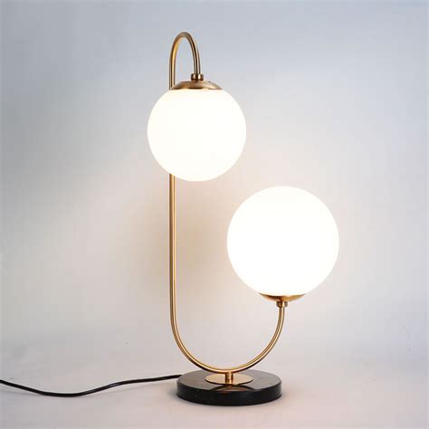 2 Light Brass Glass Globe Table Lamp In Modern Style Table Lamp Lamp Glass Globe
