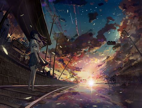 วอลเปเปอร์ สาวอะนิเมะ ท้องฟ้า เมฆ ยืน กลางแจ้ง แสงแดด 2366x1799
