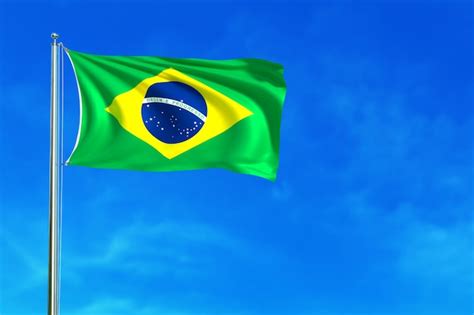 Bandera Nacional De Brasil Aislado Fondo Blanco 3d Foto Gratis