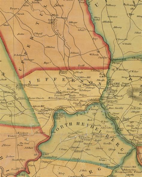 Jefferson Township Pennsylvania 1854 Old Town Map Custom Print Berks