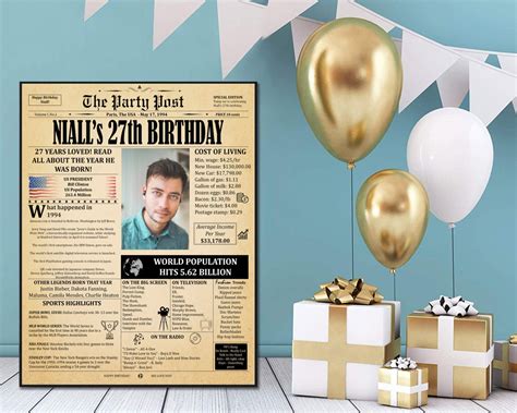 27th Birthday Party Decoration Poster Personalized T Idea Etsy