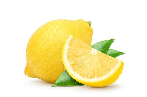 Premium Photo Natural Lemon Fruit With Sliced And Green Leaf Isolated